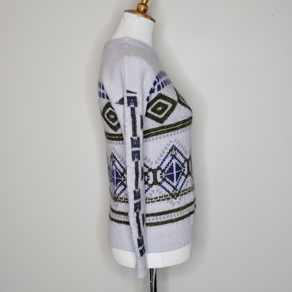 J‎ Crew Faire Isle Blue Nordic Abstract Wool Mohair  Sweater XS - Picture 5 of 8